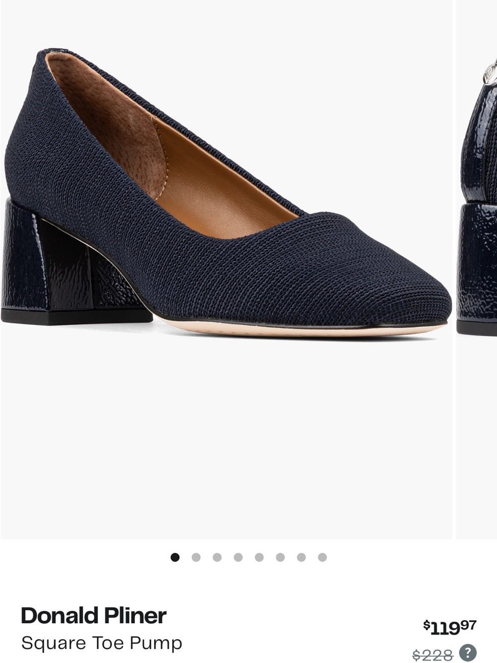 Donald J. Pliner Navy Textured Block Heel Pumps